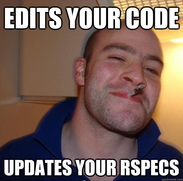 Edits your code, updates your Rspecs